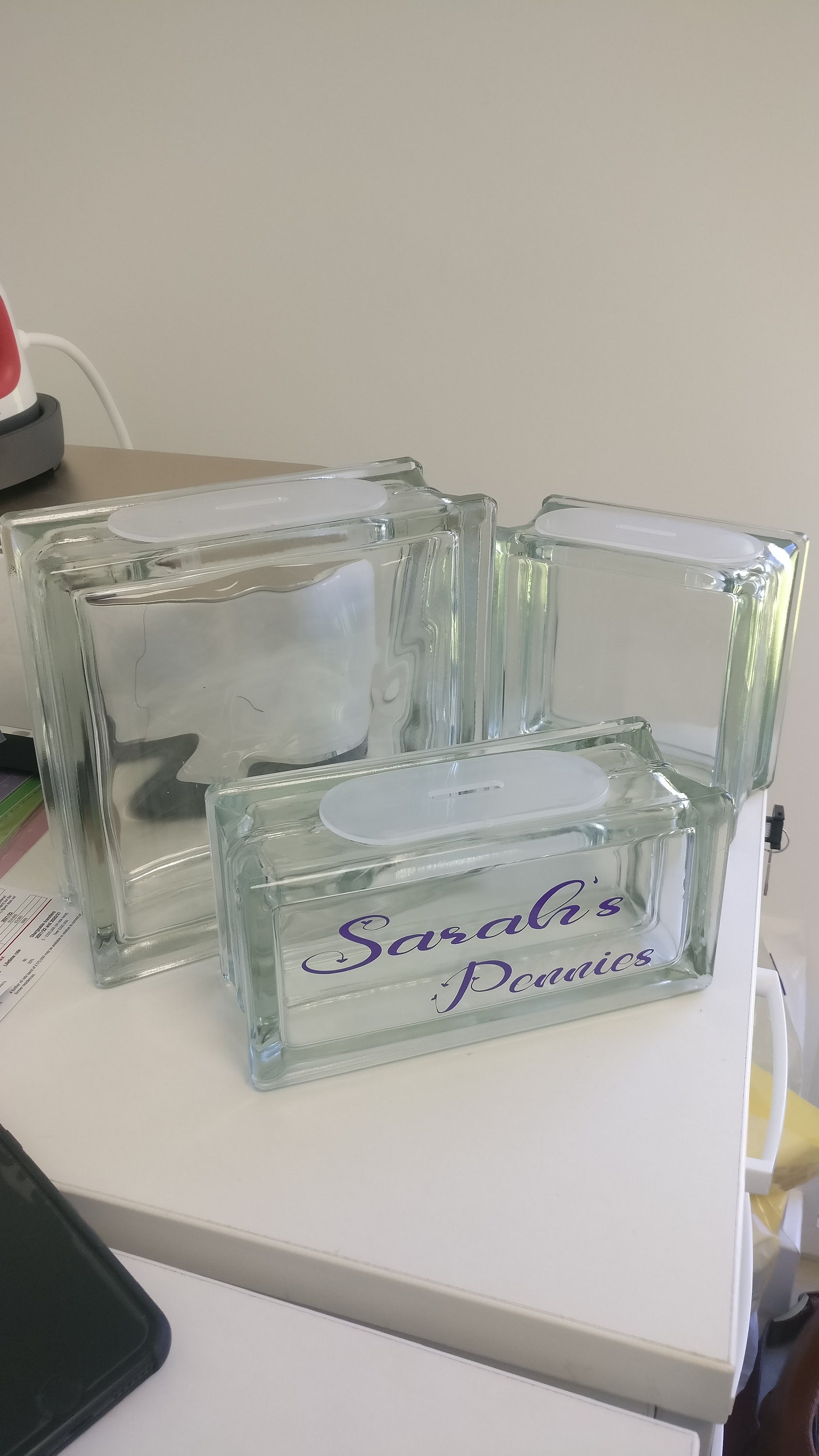 Personalised Money Box Piggy Bank. Glass Block Saving Box. Etsy