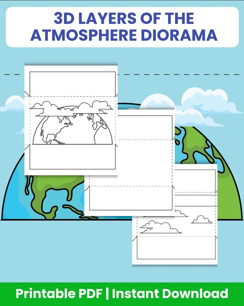 3D Layers of the Atmosphere Printable Diorama - Shoebox Science Project ...