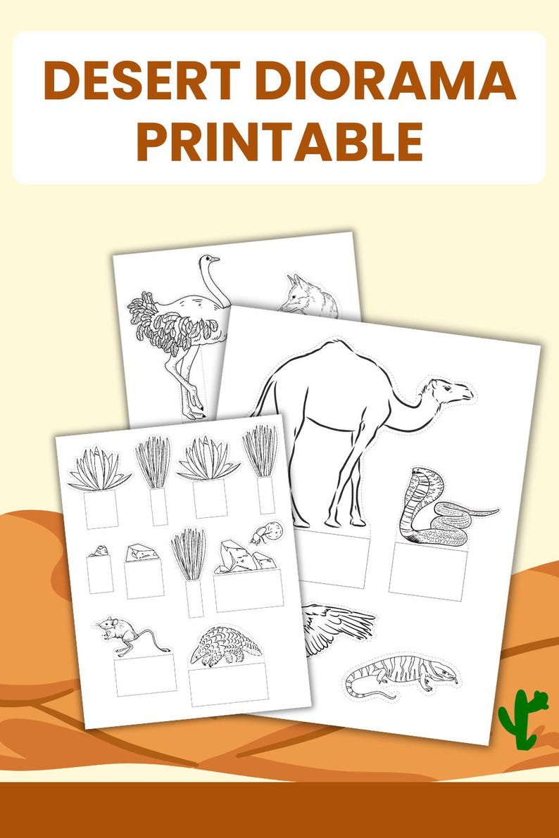 Printable Desert Terrain Diorama Cutting Practice Shoebox Science Camel ...