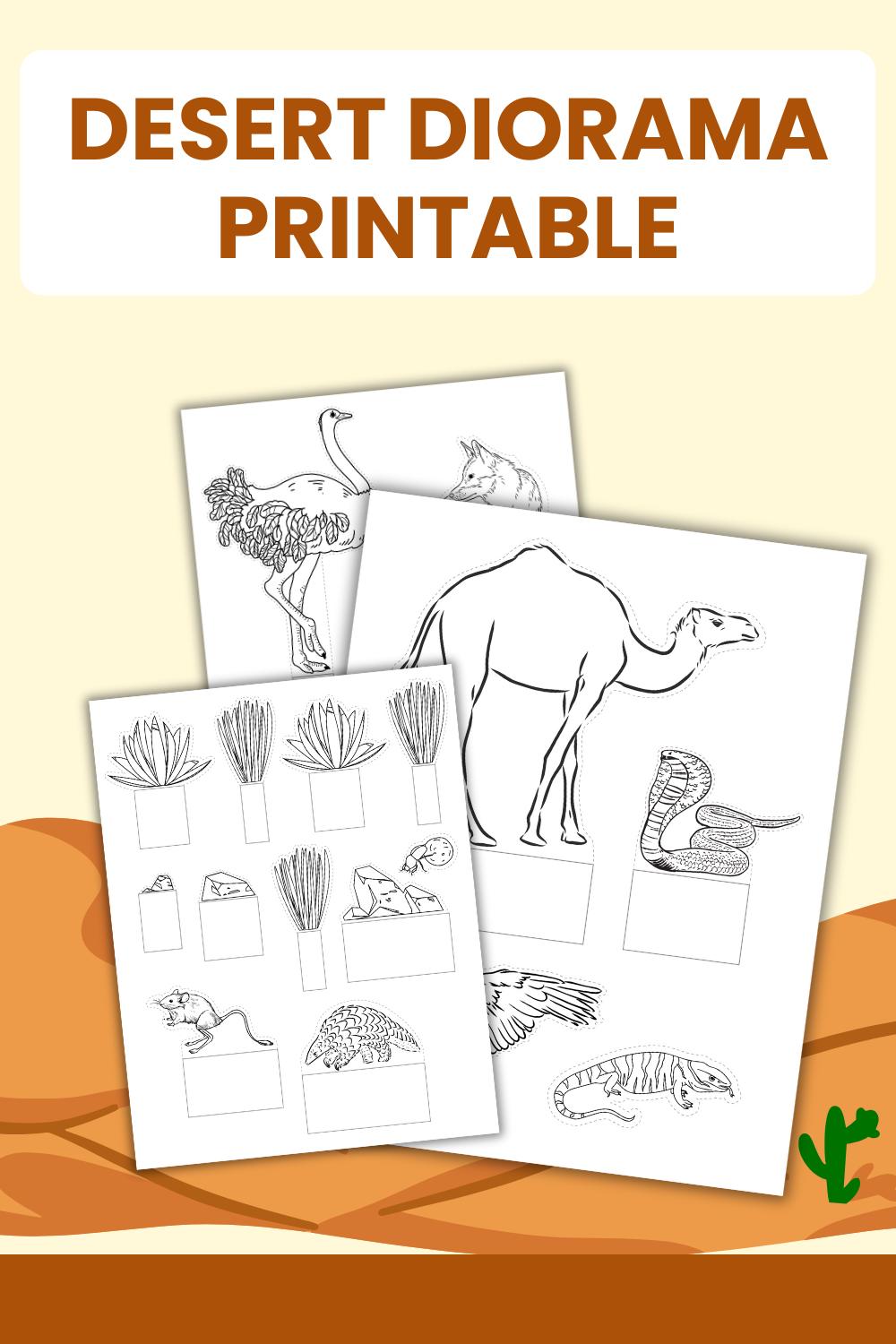 Desert Diorama Printable: Cut, Color, and Paste Craft Activity (10 ...