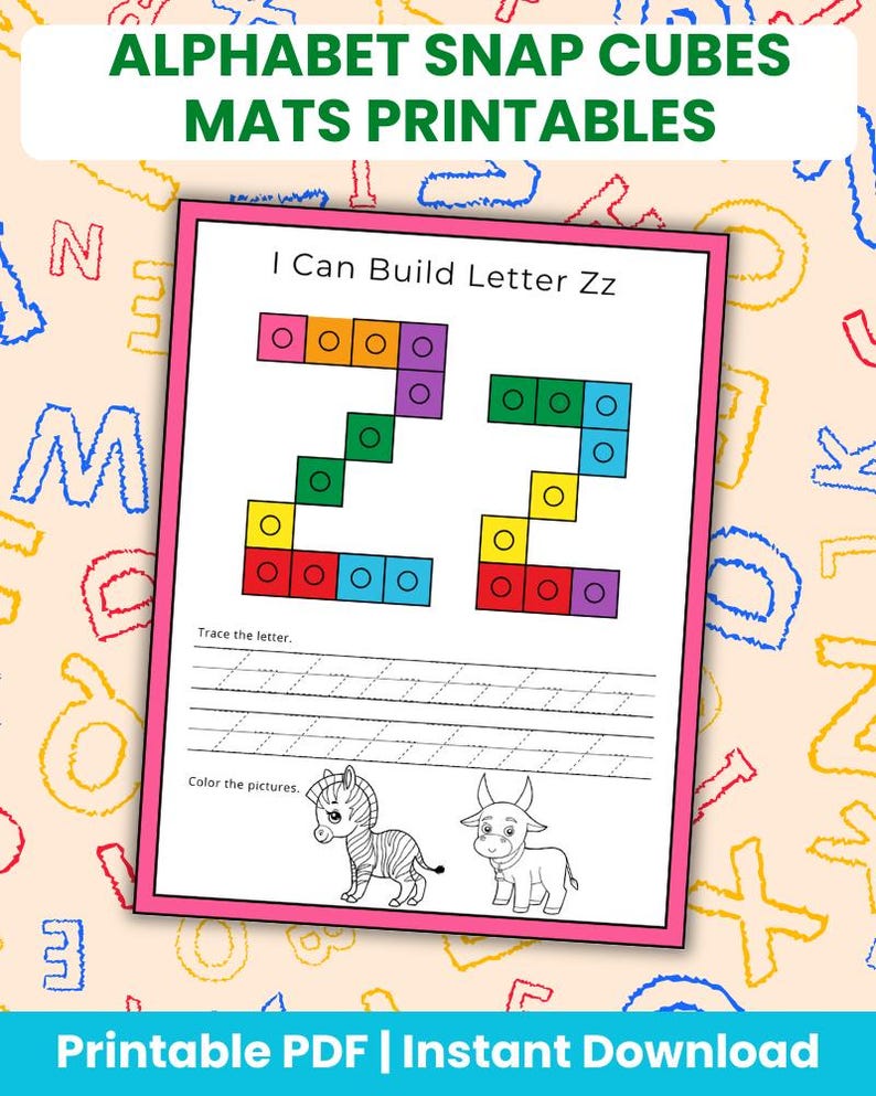 Alphabet Snap Cube Letter Mats (digital Download - 26 Pages) - Etsy