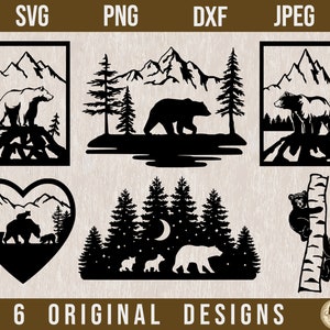 Bear SVG Bundle, Grizzly bear svg, Bear SVG Silhouette, Mama Bear svg, Baby Bear svg, Bear dxf, Lasercut files, Bear cut files,Bear svg,