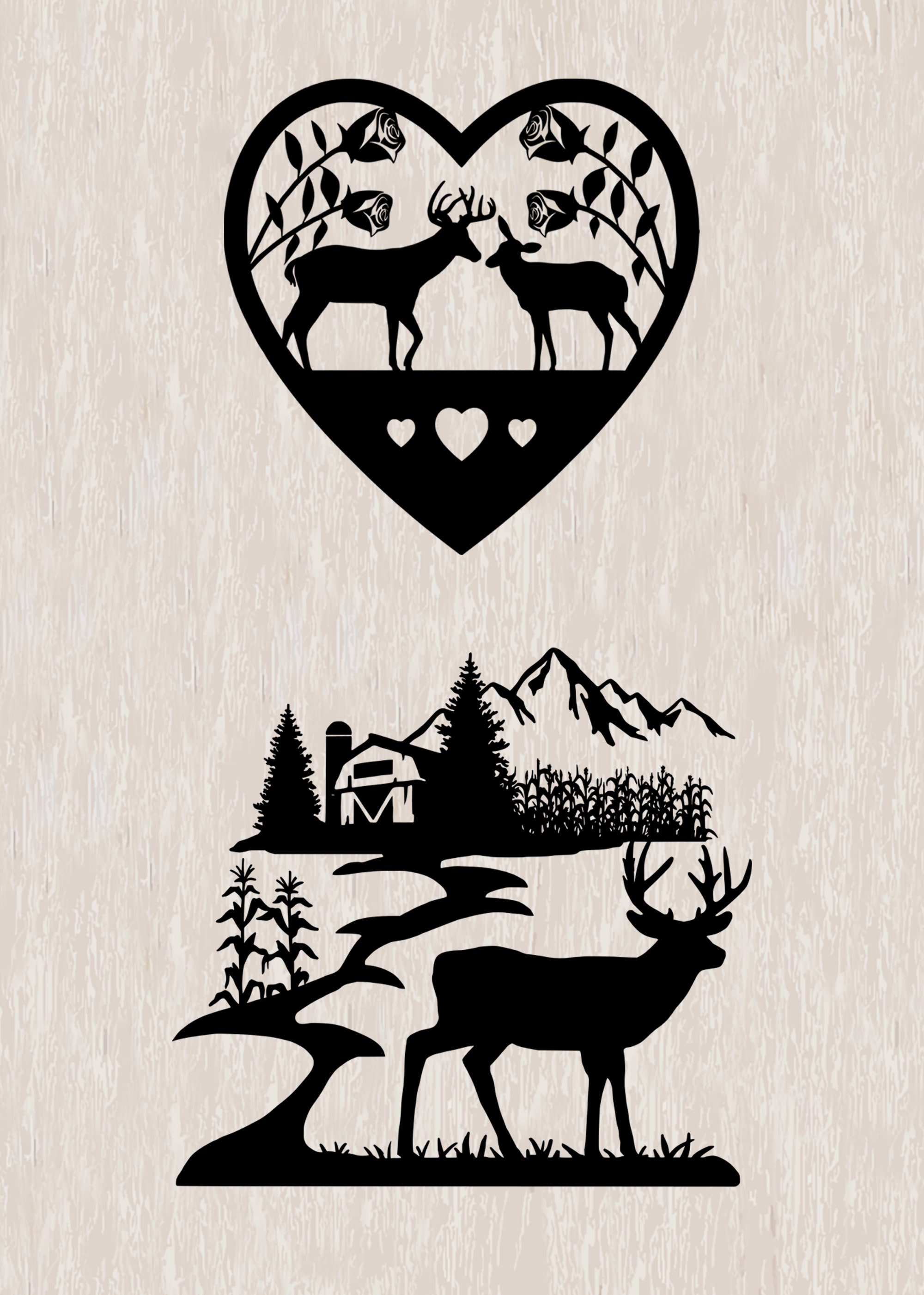 Deer Bundle SVG Deer Scene Svg Cabin SVG Deer Cut File Etsy