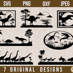 Dinosaure SVG, Dinosaure PNG, Fichiers découpés au laser, T-Rex svg, Silhouette de dinosaure, Fichier coupé de dinosaure, Dino Svg, Cricut Dinosaure svg, Dino dxf, Dino png