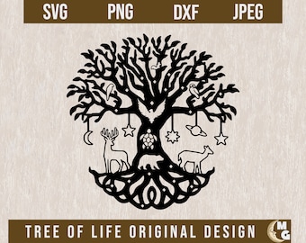 Tree of Life Dxf, Tree Of Life SVG, Celtic Tree of Life Svg, Tree of Life Silhouette, Tree of Life Clip Art, Wildlife SVG, Laser Cut Files,