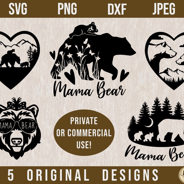 Mama Bear SVG Bundle, Floral Mama Bear SVG, Mama Bear Silhouette svg, Cricut Mama Bear, Mother's Day SVG, Baby Bear svg, Bear Silhouette svg