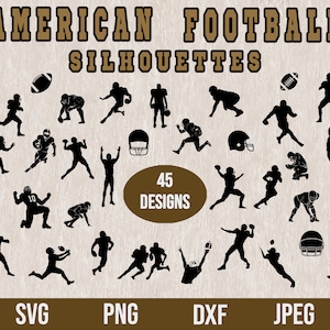 American Football Spieler SVG, Fußballspieler SVG, Fußballspieler Silhouette, Fußballspieler Schnittdatei, Fußball Umriss svg, Fußball Bundle