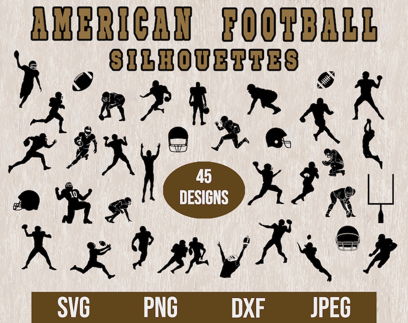 American Football Player SVG, Football Player SVG,Football Player Silhouette,Football Player Cut File,football outline svg ,Football bundle image 1