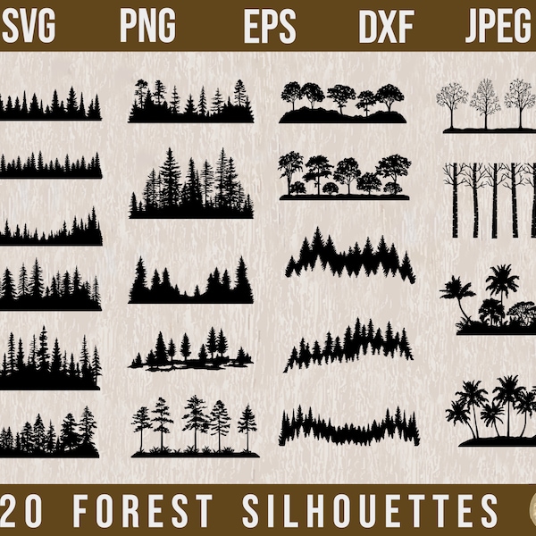 Forest SVG Bundle, Landscape SVG, Forest Silhouette, Laser cut Files,Forest Background,Tree Line SVG, Outdoor svg, Cricut svg,Palm Tree svg