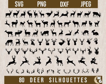 80 Deer SVG Bundle, Deer Hunting SVG, Deer png, Deer vector, Deer cut files, Deer head svg, Deer antlers svg, Laser Cut files, Deer Clip Art