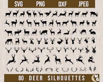 80 Deer SVG Bundle, Deer Hunting SVG, Deer png, Deer vector, Deer cut files, Deer head svg, Deer antlers svg, Laser Cut files, Deer Clip Art