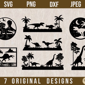 Dinosaure SVG, dinosaure PNG, fichiers découpés au laser, T-Rex svg, Silhouette de dinosaure, dinosaure coupe fichier, Dino Svg, Cricut dinosaure svg, Dino dxf, Dino png