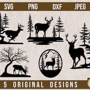 Hirsch Bundle SVG, Buck SVG, Hirsch SVG-Dateien, Hirsch Szene svg, Hirsch schneiden Dateien, Lasercut Dateien, Hirsch dxf, Hirsch Silhouette, Hirsch jagen svg, Cricut