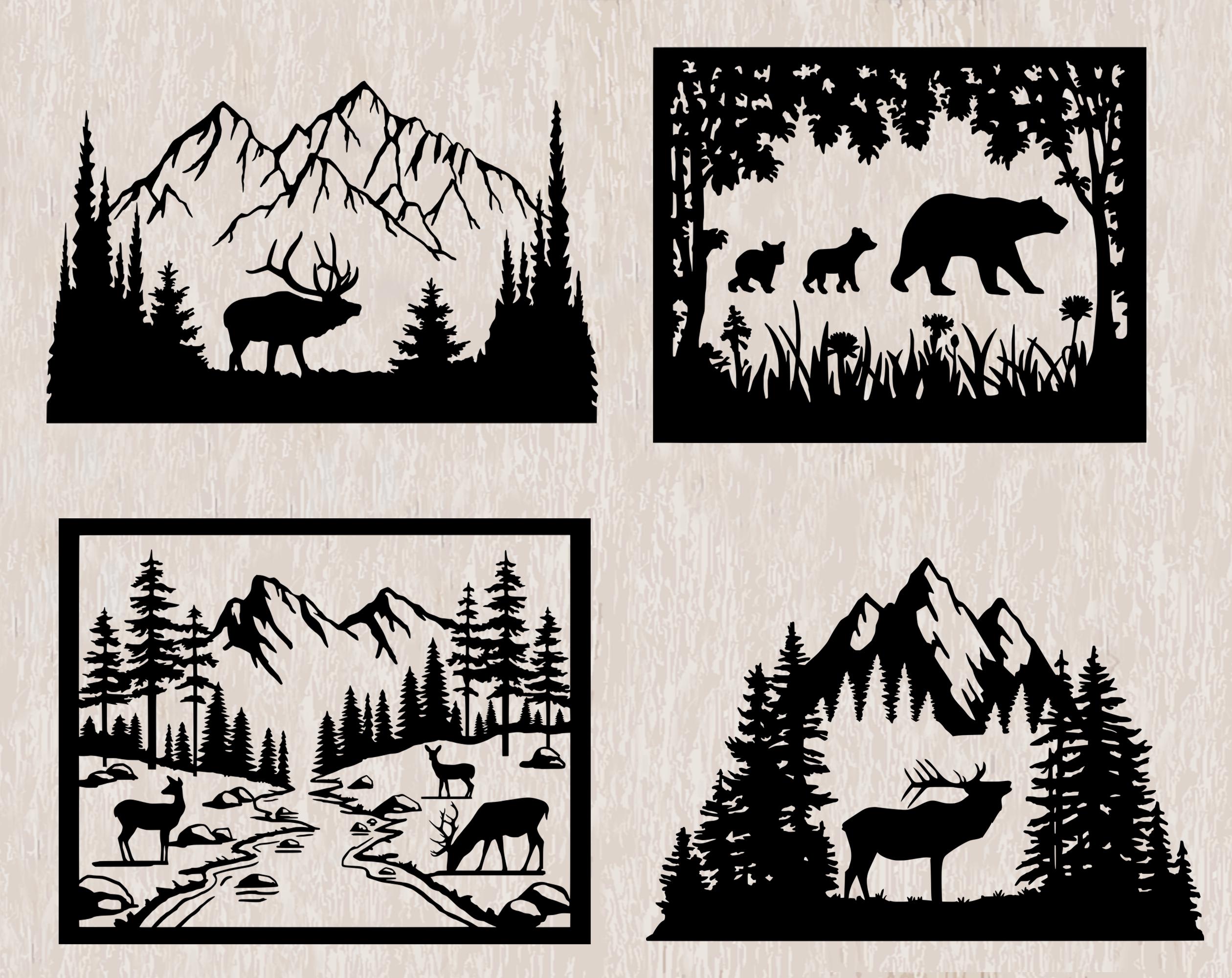 Forest Landscape SVG, Forest Scene SVG, Forest Silhouette Svg ...