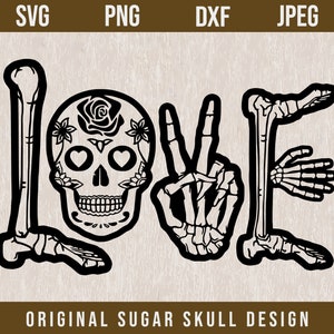 Sugar Skull svg-Datei, Sugar Skull schnitt Datei, Sugar Skull Clipart, Love svg, Calavera svg, Day of the Dead, Sugar Skull png, Skull Mit Blumen svg