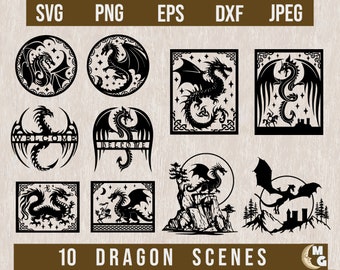 Dragon Svg Bundle, Dragon svg, Dragon Cut File, Dragon Cricut, Dragon Clipart, Dragon DXF, Dragon Wall Art, Dragon Silhouette,Dragon tattoo