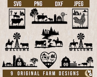 Farm Animal Scene Svg Bundle, Farm Animal SVG, Farm Animals svg, Farm Scene SVG, Farmhouse Clipart,Farm Clipart,Lasercut Files,Wood sign SVG