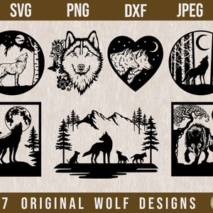 Wolf SVG Bundle, Wolf SVG, Howling Wolf svg, Wölfe svg, Lasercut Dateien, Wildnis svg, Natur svg, Wolf Clipart, Wolf PNG, Tier svg Bundle