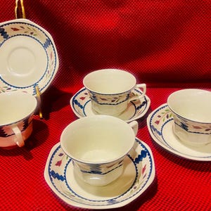 Set of 4 cups and saucers by Adams China, Lancaster pattern