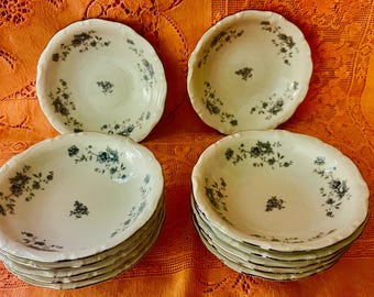 Set of 6 dessert/ fruit dishes by Johann Haviland, Blue Garland pattern.