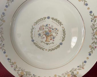 Baum Brothers Guilford Dinner Plates - Floral Basket Design, Set of 8