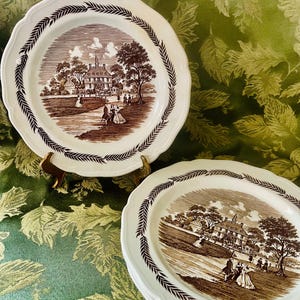 Setof 5 dinner plates by J&G Meakin, Colonial Brown pattern.