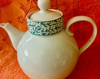Coffee pot / teapot by Dansk, Trellis mint green pattern.