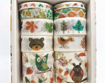 10 Rolls Animal Washi Tape Set, Washi Tape, Washi Tape, Skinny Washi Tape, Scrapbooking Tape, Diary Decal, Planner Supplies