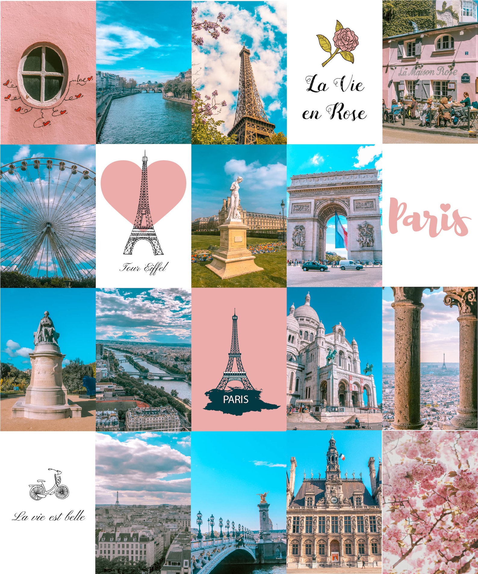 Paris Photo Wall Collage Kit DIGITAL Travel Architecture | Etsy Denmark