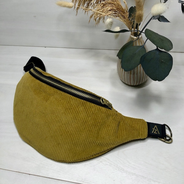 Cordbauchtasche curry-grün, Hipbag aus Cord, Bauchtasche