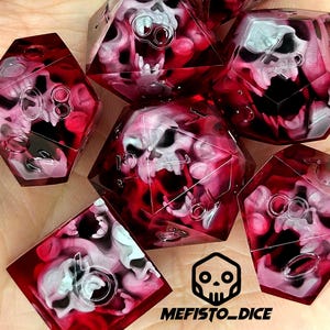 Dobbelstenenset met schedel en scherpe rand, D&D dobbelstenenset voor Dungeons and Dragons (D&D), veelzijdige dobbelstenenset - d20 d12 d10 d8 d6 d4 warlock barbarian magic
