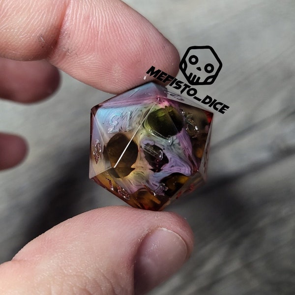 D20 Skull Dice Sharp Edge, D&D Dice Set for Dungeons and Dragons D and Polyhedral Dice Set