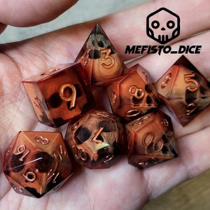 Skull Dice dead devil set Sharp Edge, D&D Dice Set for Dungeons and Dragon Polyhedral Dice Set - D20 D12 D10 D8 D6 D4