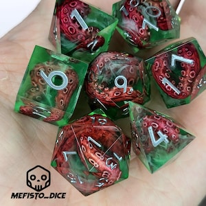 Cthulhu tärningsset röd tentakel Kraken för Dungeons and Dragons dnd tärningsset D&D D20 D12 D10 D8 D6 D4 warlock alla klasser