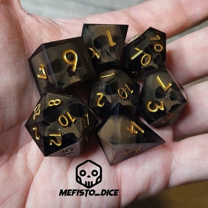 Dnd dice Skull devil set brown and gold dead Dice for Dungeons and Dragons D&D handmade dice