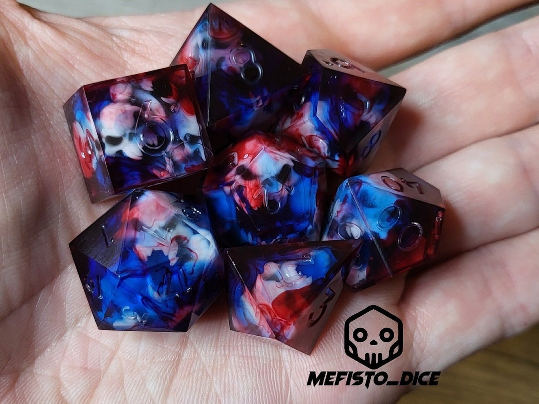 Skull Dead Dice Set Sharp Edge, D&D Dice Set for Dungeons and Dragons D and D Polyhedral Dice