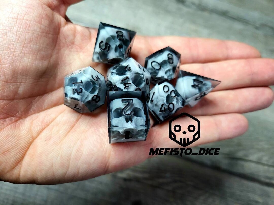 Skull Dead Dice Set Sharp Edge D&D Dice Set for Dungeons and Etsy