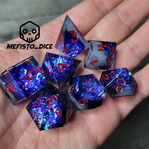 DND Dice Resin geode dice set Sharp Edge dice , dungeons and dragons , RPG Resin Dice set , dnd dice , Handmade D20 D12 D10 D8 D6 D4
