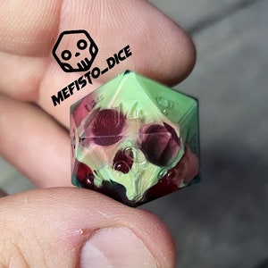 D20 custom Skull dice Sharp Edge, D&D Dice for Dungeons and Dragons