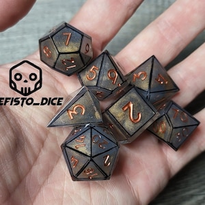 Dice copper silver gold dice set Sharp Edge dice , dungeons and dragons , RPG Resin Dice set , dnd dice , Handmade D20 D12 D10 D8 D6 D4