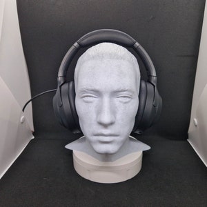 Supporto per cuffie con busto stampato in 3D di Eminem per scrivania, ufficio, gioco, regalo unico