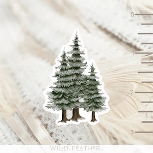 Snowy Fir Trees Sticker || Waterproof, Glossy, Vinyl Die-cut Decal