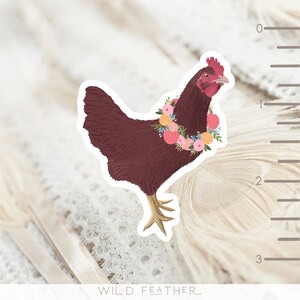 Rhode Island Red Spring Flower Chicken Sticker || 2.5” Waterproof, Glossy, Vinyl Die-cut Decal