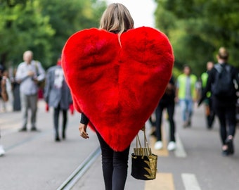 red heart fur jacket