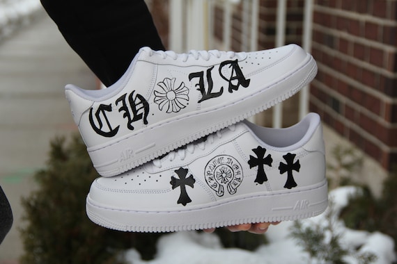Custom Air Force 1 chrome Hearts // Designer | Etsy