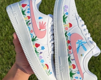 Custom Air Force 1 "Flower & Mushroom” // Floral Pink Sunflower Custom Shoes