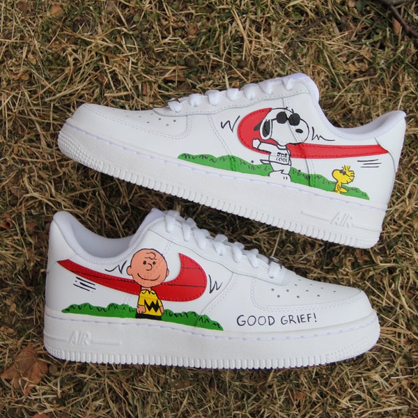 Custom Air Force 1 "Snoopy Charlie" // Hand Painted Cartoon Custom Shoes