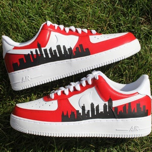 Custom Air Force 1 "Chicago Red Skyline" // City Chi Custom Shoes