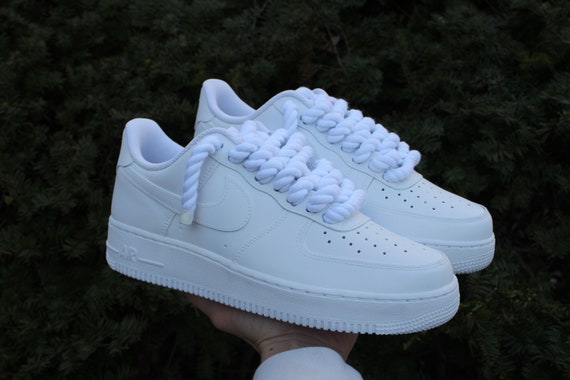 Custom Air Force 1 White matte White Rope Laces // Rope Laced