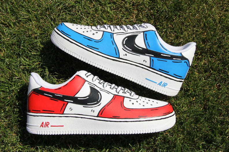 Air Force 1 colorful Red \u0026 Blue Cartoon 